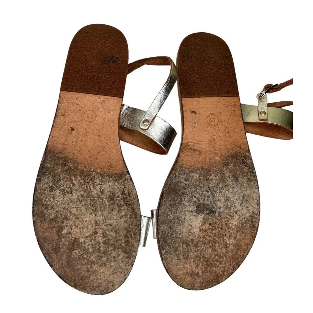 ANCIENT GREEK SANDALS CLIO SLINGBACK‎ SILVER Women's Size 39 (8.5-9)